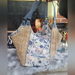 Sakroots Woven Wicker Floral Shoulder Bag 16x20